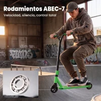 SPORTNOW Scooter Acrobático para Trucos con Plataforma de Aluminio Rodamientos ABEC-7 Ruedas 100 mm Manillar 360° Verde(m-6)