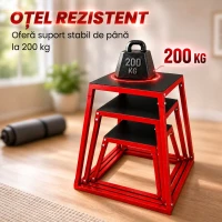 SPORTNOW Set boxuri pliometrice trapezoidale antiderapante, 30,5-61 cm, roșu(m-7)