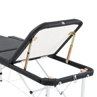 HOMCOM Foldable Massage Bed Portable Table, 3-Section Aluminium Foldable Beauty Couch with Headrest Support, 60 cm Width Black(m-10)