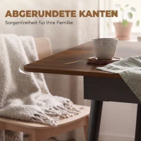 HOMCOM Uitschuifbare eettafel 130-160 cm, keukentafel met afgeronde hoeken, licht walnoot(m-6)