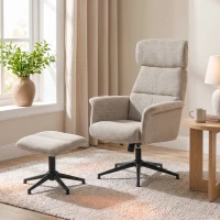 HOMCOM Sillón Relax con Reposapiés Reposacabezas Ajustable Giratorio Reclinable Asiento con Muelles Respaldo Alto Marrón(m-10)
