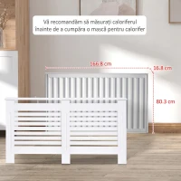 HOMCOM Masca pentru calorifer cu lamele și raft pentru depozitare, din lemn, 172x19x81 cm, Alb(m-7)