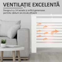 HOMCOM Masca pentru calorifer cu lamele și raft pentru depozitare, din lemn, 172x19x81 cm, Alb(m-4)