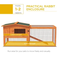 PawHut Rabbit Hutch with Run Wooden Guinea Pig Hutch Outdoor Bunny Cage Hide House with Sliding Tray, Hay Rack, Ramp, 156 x 58 x 68cm, Orange(m-5)