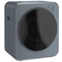 HOMCOM Mini Wäschetrockner 4 kg mit 5 Programme bis zu 60℃ 800W/400W Ablufttrockner mit Edelstahltrommel Grau(m-1)