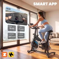SPORTNOW Exercise Bike, Indoor Stationary Bike with Smart APP, 0-100% Magnetic Resistance, Adjustable Seat & Handlebars, Wheels(m-4)