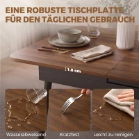 HOMCOM Uitschuifbare eettafel 130-160 cm, keukentafel met afgeronde hoeken, licht walnoot(m-7)