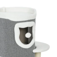 PawHut 101 cm Cat Tree with Sisal Scratching Posts, 3 Barrel Condos, 3 Platforms, for Indoor Cats to Rest and Play(m-10)