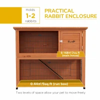 PawHut Two-Tier Antiseptic Wood Rabbit Hutch, 102cm Guinea Pig Hutch with Run - Orange(m-5)