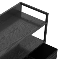 HOMCOM Chest of Drawers, Bedroom Fabric Dresser with 7 Drawers, Storage Organiser Unit with Open Shelves, Black Wood-Effect(m-12)