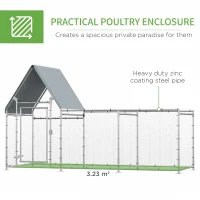 PawHut Walk In Chicken Run Chicken Coop, Large Poultry Cage Hen House for 6-8 Chickens Outdoor w/ Water-Resist Cover 302 x 107 x 172cm(m-6)