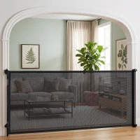 PawHut Retractable Dog Gate, Extends to 300 cm Wide & 104 cm Tall, Mesh Pet Gate Single Hand Operation, for Stairs Doorways(m-8)