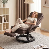 HOMCOM Swivel Recliner Chair, Velvet Recliner Armchair with Retractable Footrest, Dual-Layer Cushion, High Back, Dark Brown(m-8)