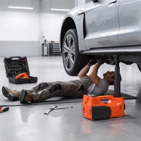 HOMCOM Kit Martinetto Elettrico Auto 5T con Chiave a Impulsi, Idraulico 143-450 mm, Arancione(m-9)