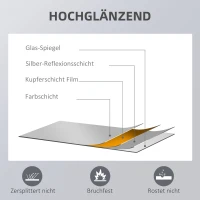 HOMCOM wandspiegel, hoog, grenenhouten frame, 45L x 125H x 4,8T cm(m-5)