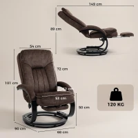 HOMCOM Swivel Recliner Chair, Velvet Recliner Armchair with Retractable Footrest, Dual-Layer Cushion, High Back, Dark Brown(m-3)