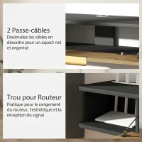 HOMCOM Meuble TV Suspendu avec Compartiments Ouverts, Porte Rabattable et Passe-Câbles, 120 x 24 x 16 cm, Gris Foncé(m-6)