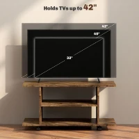 HOMCOM Modern TV Cabinet Stand Storage Shelves Table Mobile Bedroom Furniture Bookshelf Bookcase Rustic Brown(m-7)
