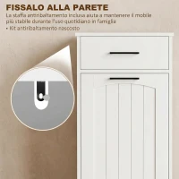 HOMCOM Mobile Portabiancheria con Cassetto e Scomparto a Ribalta, per Lavanderia e Bagno, 42x30x82 cm, Bianco(m-7)