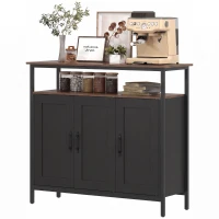 HOMCOM Industrial Kitchen Sideboard with Open Shelf, 2 Cabinets, Adjustable Shelves for Living Room, Dining Room, Black(m-14)