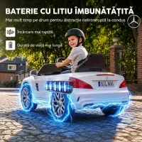 AIYAPLAY Mașină Electrică pentru Copii Mercedes-Benz SL500 12V cu 2 Motoare, Suspensie, Muzică și Telecomandă, Alb(m-5)