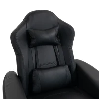 HOMCOM Manual Recliner Armchair PU Leather Lounge Chair w/ Adjustable Leg Rest, 135° Reclining Function, 360° Swivel, Black(m-12)