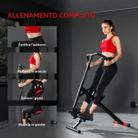 SPORTNOW Macchina Total Crunch Pieghevole con Seduta Regolabile, in Metallo e Plastica, 57x105x115 cm, Rosso(m-7)