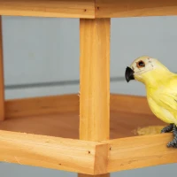 PawHut Houten vogelvoederhuis op standaard met platform en schuin metalen dak, Ø57,7 x 153 cm, naturel(m-12)