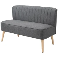 HOMCOM 2 Seater Sofa for Living Room, Modern Linen-Look Fabric Couch, Armless Loveseat Sofa Settee for Bedroom, Dark Grey(m-1)