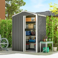 Outsunny Abri de Jardin en Métal 1,2 m², Cabane Jardin Extérieure, Porte Coulissante Verrouillable, 136x87x176cm, Gris Clair(m-14)