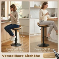 HOMCOM Barhocker 2er Set Drehbar Barstuhl mit Fußstütze Höhenverstellbar Tresenhocker mit Holzoptik, für Küche, Eiche(m-6)