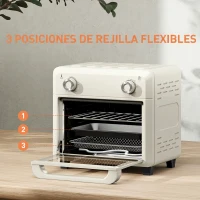 HOMCOM Horno Freidora de Aire 10 L con 2 Mandos Convección 360° Temperatura hasta 230 °C Temporizador 60 Min Bandeja y Cesta(m-5)