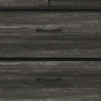 HOMCOM Rustic Chest of Four Fabric Drawers - Grey Wood Effect(m-10)