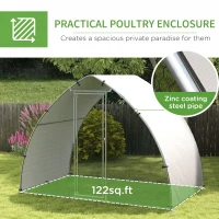 PawHut Galvanised Outdoor Chicken Coop with Cover, for 4-6 Chickens, Hens, Ducks, Rabbits, 3 x 1.9 x 2.2m - Silver Tone(m-6)