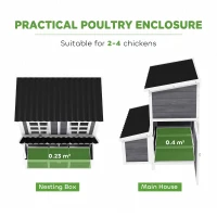 PawHut Wooden Chicken Coop with Nesting Box, Slide-Out Tray, Perches, for 2-4 Chickens, 100 x 86 x 100cm(m-4)