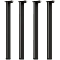 HOMCOM Set 4 Gambe per Tavolo in Metallo con 40 Fori, 36 Viti Autofilettanti e 4 Piedini Regolabili, 73x6x6 cm, Nero(m-1)