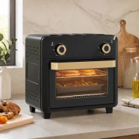 HOMCOM Horno Freidora de Aire 10 L con 2 Mandos Convección 360° Temperatura hasta 230 °C Temporizador 60 Min Bandeja y Cesta(m-9)