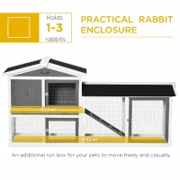 PawHut Rabbit Hutch Outdoor, 2-Tier Guinea Pig Hutch, Wooden Small Animal House with Rabbit Run Box, Slide-out Tray, Ramp, 175.8 x 52 x 85.5 cm, White(m-4)