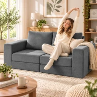 HOMCOM Canapea extensibilă 4-în-1 cu funcție de dormit, extensibilă, canapea pliabilă, 2 locuri, Gri(m-6)