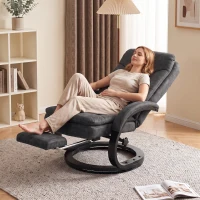 HOMCOM Swivel Recliner Chair, Velvet Recliner Armchair with Retractable Footrest, Dual-Layer Cushion, High Back, Dark Grey(m-8)