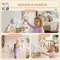 AIYAPLAY Busy Board Montessori in Legno da Parete per Bambini 1.5-6 Anni a Tema Coniglietto Pasquale, Bianco(m-6)