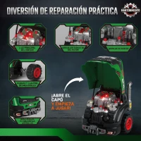 AIYAPLAY Juguete de Motor de Camión para Niños con Vapor Luces Sonidos Set de Reparación Mecánico 3-6 Años Verde(m-4)