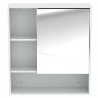 HOMCOM Bathroom Mirror Cabinet, Wall-Mounted Bathroom Cabinet with Mirror Door, Adjustable Shelves, White(m-10)