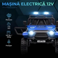 AIYAPLAY Mașină electrică pentru copii Off-Road 12V cu dublu motor, vârsta 3-6 ani, telecomandă și lumini, albastră(m-4)
