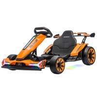 AIYAPLAY 24V Electric Go Kart for Kids 6-12 Years with Drift Mode, Adjustable Seat, 3 Speed, Slow Start, Orange(m-15)