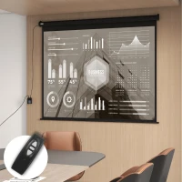 HOMCOM Pantalla de Proyector Eléctrica de 100" 4:3 con Mando a Distancia Tela de Proyección para Interior y Exterior Negro(m-10)
