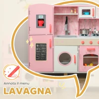 AIYAPLAY Cucina Giocattolo per Bambini con Fornelli, Luci e Suoni, Forno, Microonde, Rubinetto, 3+ Anni, Rosa(m-5)