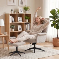 HOMCOM Sillón Relax con Reposapiés Reposacabezas Ajustable Giratorio Reclinable Asiento con Muelles Respaldo Alto Marrón(m-9)