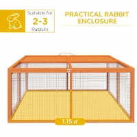 PawHut Wooden Folding Rabbit Hutch, for 2-3 Rabbits - Orange(m-4)