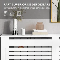 HOMCOM Acoperitor de Radiatoare cu Raft Portaoggetti, din Lemn, 152x19x81 cm, Alb(m-5)